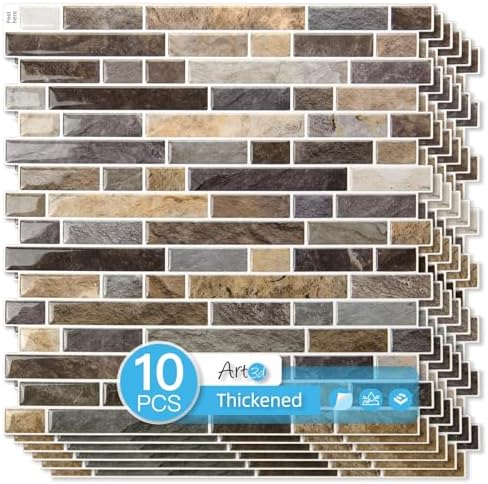 Art3d Linear Tile Peel and Stick Backsplash, Vintage Sandstone by Art3d