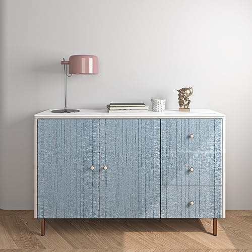 FunStick 15.8"x472" Ash Blue Wallpaper Textured Grasscloth Peel and Stick - Image 6