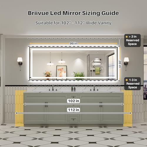 96x36 Inch LED Bathroom Mirror - Image 3