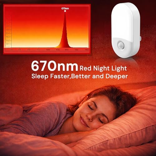 L LOHAS LED Red Night Light, Motion Sensor Night Light, Sleep Aid Red - Image 2