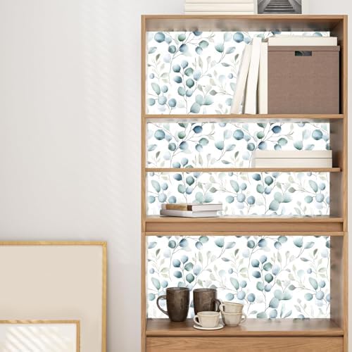Danodoi Blue Green Vintage Leaf Peel and Stick Wallpaper 17.5" x 118" - Image 5