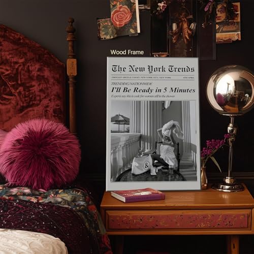 Trendy Newspaper Wall Art 12x16in Wooden Framed Vintage Black and White - Image 2