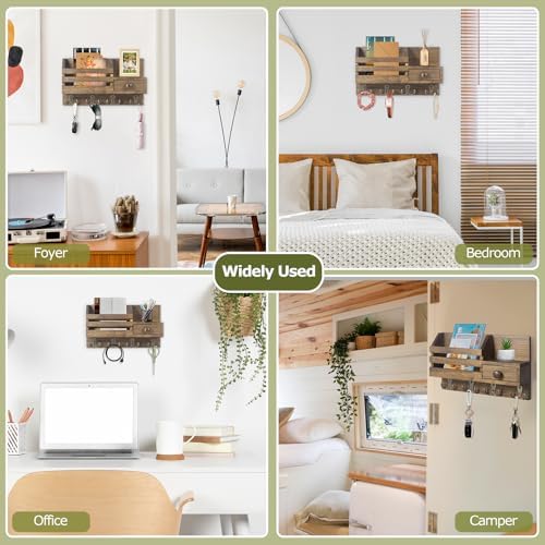 Key Holder Wall Mount, Wooden Key and Mail Organizer - Image 6