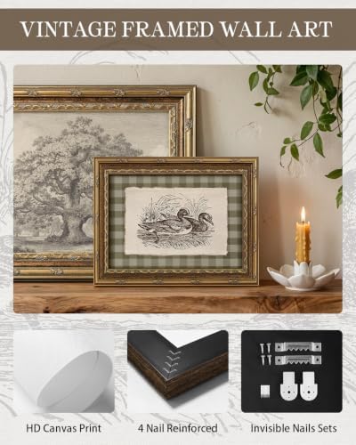 InSimSea Vintage Mallard Duck Wall Art, Animal Sketch Canvas Print, 8x10 In - Image 3
