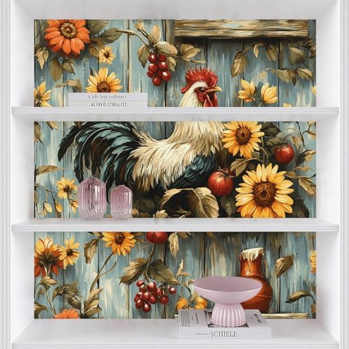 Sunflowers Rooster Wallpaper Peel and Stick 17.3"x236" Non-Woven Fabrics Self - Image 4