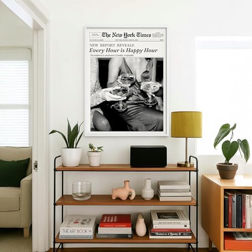 Retro Black and White Newspaper Wall Art 20x30inch White Framed Every Hour Is - Image 4