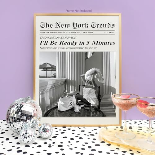 Trendy Newspaper Wall Art 8x12in Unframed Vintage Black and White Aesthetic - Image 6