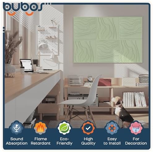 BUBOS 6-Pack Art Acoustic Panels, Self-Adhesive Sound Panels, 23.6"x23.6" - Image 3