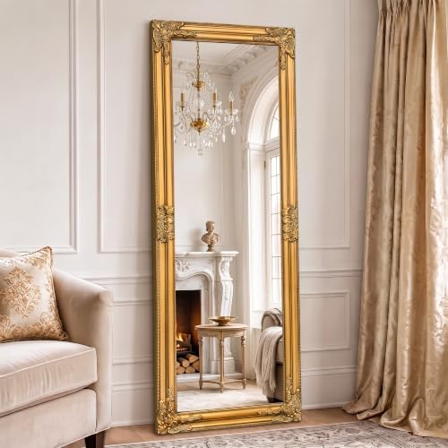 TRAHOME Vintage Full Length Mirror, 55”x20” Gold Antique Baroque Mirror by TRAHOME