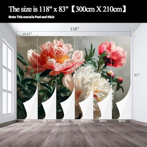 The Blooming and Full Peony self-Adhesive Mural Creates an Elegant, and Vibrant - Image 3