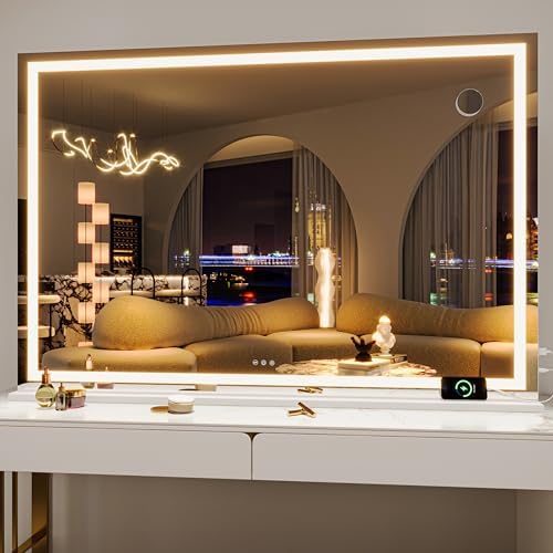 Hasipu Vanity Mirror with Lights, Lighted Makeup Mirror with Dimmable 3 Modes by Whatssuitableisthebest