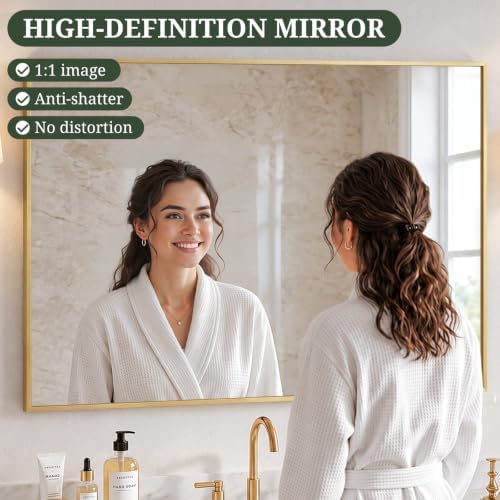 Bathroom Mirror for Wall, 40x30 Inch HD Tempered Glass Vanity Mirror - Image 4