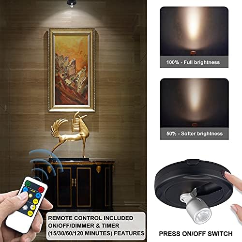HAMVIDNE Wireless LED Spotlight, Battery Powered Indoor Plant Tree Up Light - Image 2