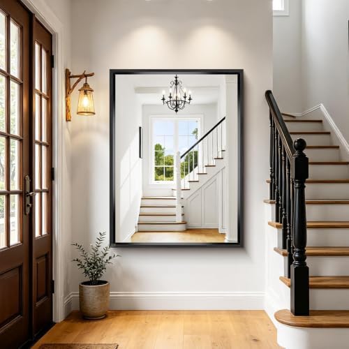 Black Rectangle Mirror, 48 x 36 Inch Large Bathroom Mirrors - Image 4