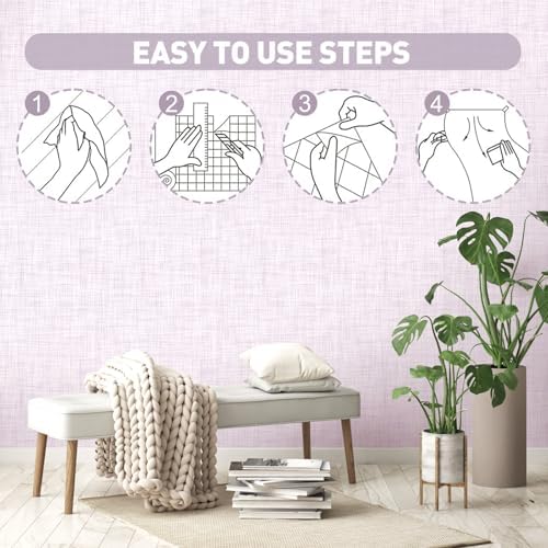 Light Pink Grasscloth Wallpaper Peel and Stick Wallpaper Texture Contact Paper - Image 4