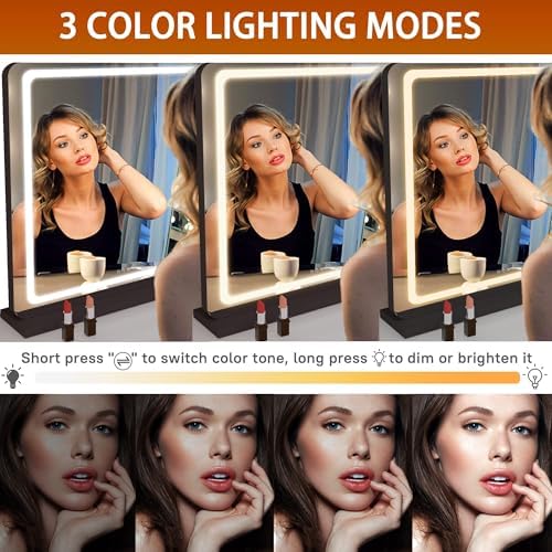 Hasipu Vanity Mirror with Lights, 31.5" x 22" LED Makeup Mirror, Lighted Makeup - Image 3