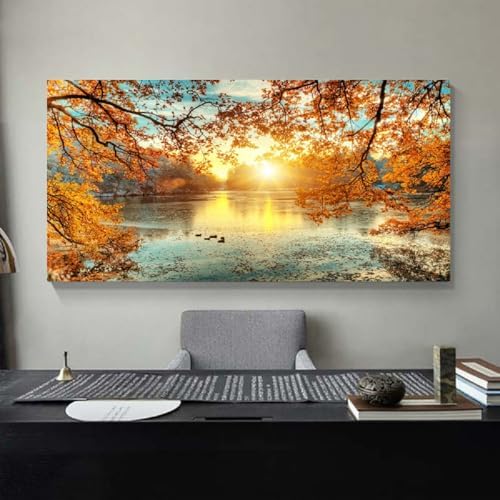 Yxbhhym-Landscape Tree Canvas Wall Art Fall Forest Sunset Wall Decor Poster - Image 4