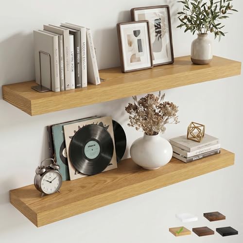 36 Inch Floating Shelves for Wall, Oak Finish by FLYJOE