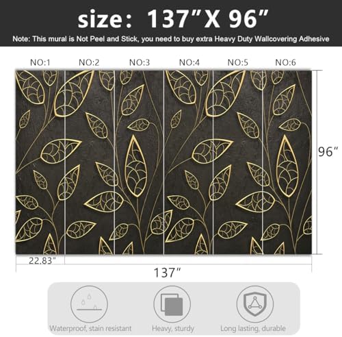 -Gold Leaf Backdrop Large Fabric Wallpaper Living Room Bedroom Bathroom Wall - Image 4