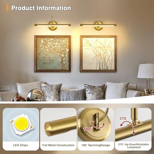 Modern LED Picture Light Hardwired, 16.5 Inch Dimmable Gallery Art Light - Image 2