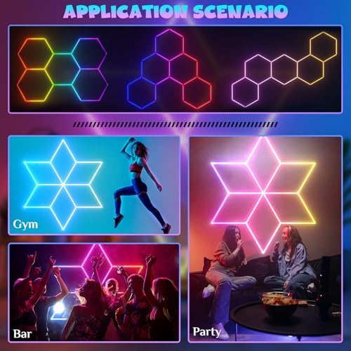 RGB Hexagon Lights with App & Remote Control, Snowflake LED Honeycomb Lights - Image 5