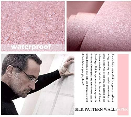 MelunMer Pink Silk Wallpaper Peel and Stick Removable Textured 15.7"x393" - Image 6