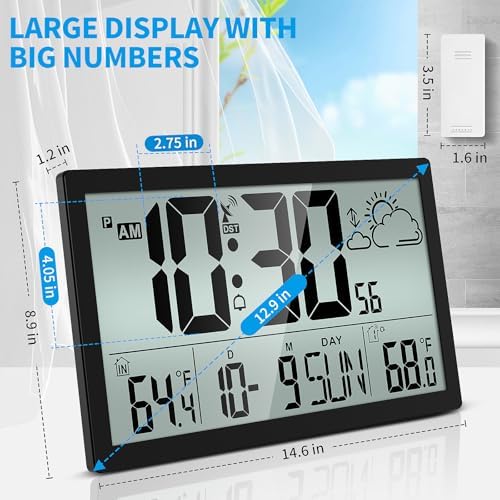 14.6" Atomic Wall Clock Battery Operated - Image 2