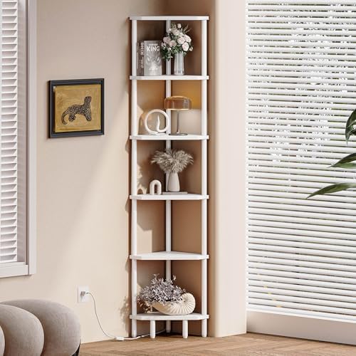 6 Tier Corner Shelf, 66.5'' Tall Standing Shelf, Narrow Display Shelf Stand - Image 6