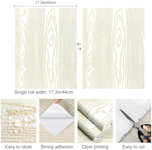 Yun-aeon Beige and Gold Wood Contact Paper Wooden Peel and Stick Wallpaper - Image 2