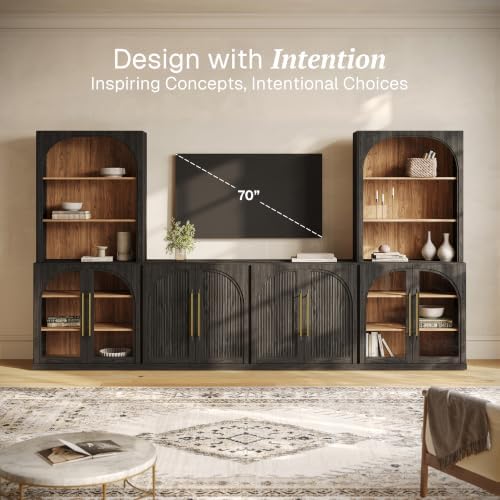 BELLEZE Jagger 130" Wall Unit 5-Piece Modular TV Stand - Image 3