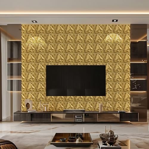STICKGOO 33 Pack 3D Wall Panels, Brushed Gold - Image 3