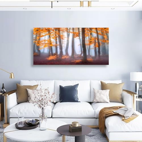 Orange Maple Leaf Tree Canvas Wall Art - Image 3