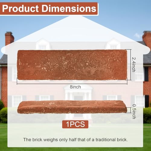 1 Pcs Red Faux Brick Veneer Tiles, 8 x 2.4 in, 3D Wall Panels - Image 2