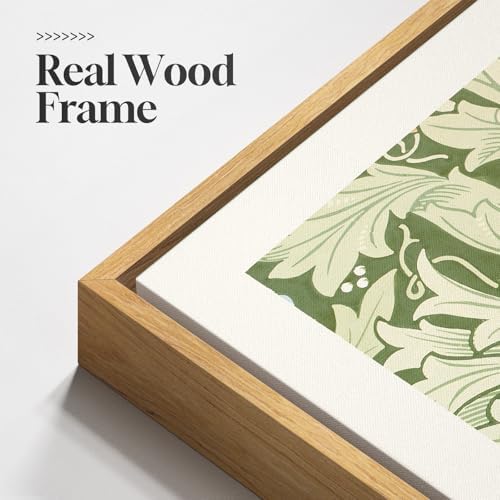 Large Framed William Morris Green Canvas Wall Art - Image 5