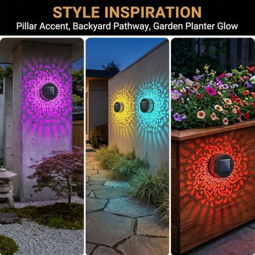 7 Color Changing Solar Mandala Projection Wall Light, 2 Pack - Image 4
