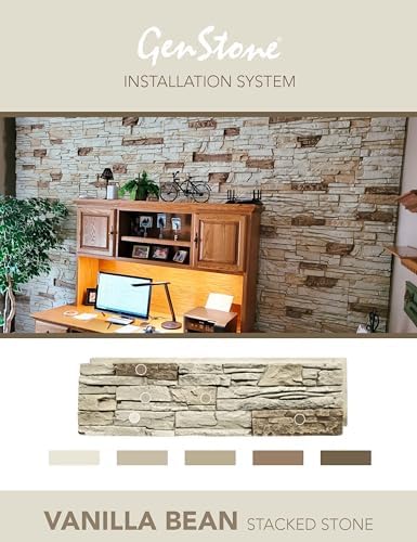 GenStone Faux Stacked Stone Sample 12" x 12" in Vanilla Bean Color - Image 4