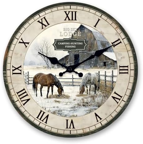 Large Farmhouse Wall Clocks Battery Operated 24 Inch by RONGKEJIAJU