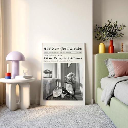 Trendy Newspaper Wall Art 12x16in White Framed Vintage Black and White - Image 3