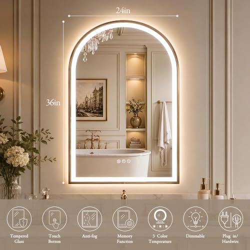 Saliwa Arched Bathroom Mirror - Image 2