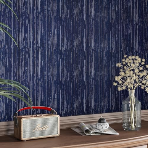 CRE8TIVE Large Size 24"x354" Dark Blue Grasscloth Wallpaper Textured Fabric - Image 4