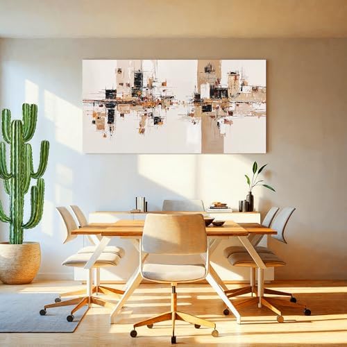 YISXINOAG Beige Abstract Wall Art Industrial Geometric Painting 20"X40" - Image 2