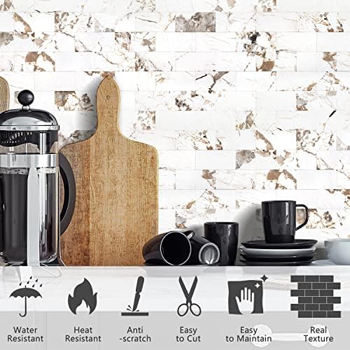 STICKGOO 10 Sheets Subway Tiiles Peel and Stick Backsplash, Belgium White - Image 3