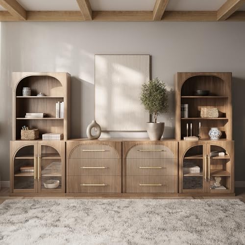 BELLEZE Jagger 130" Wall Unit 6-Piece Modular TV Stand - Image 4