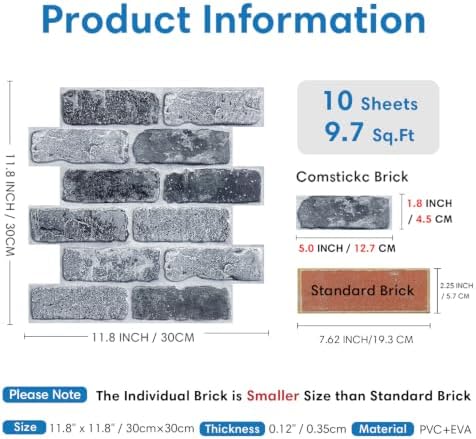 COMSTICKC 3D Peel and Stick Faux Brick Wall Panels - Image 4