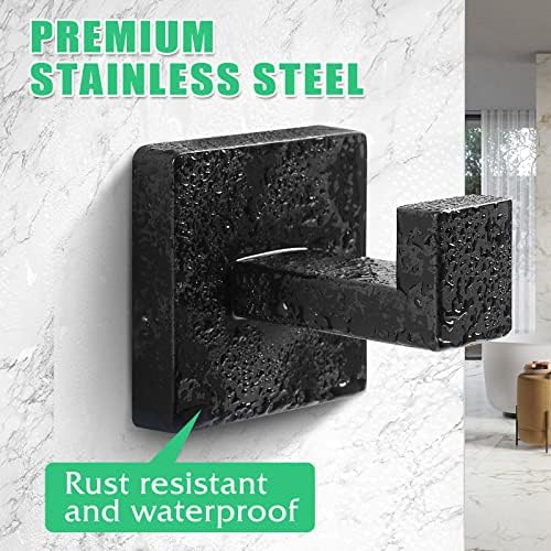 Heavy Duty Stainless Steel Towel Hooks, Wall Mounted Square Robe Hooks - Image 2