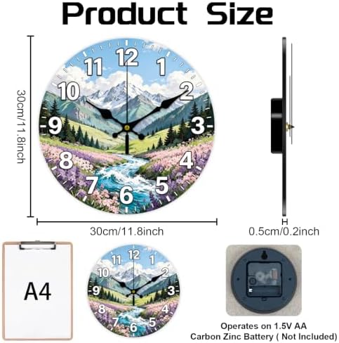 Rustic Scenery Wall Clock Silent Non-Ticking 12" - Image 2