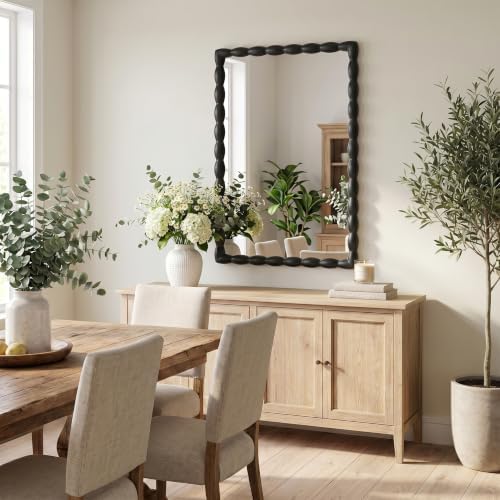 36"x24" Rectangular Solid Wood Farmhouse Decorative Wall Mirror - Image 6