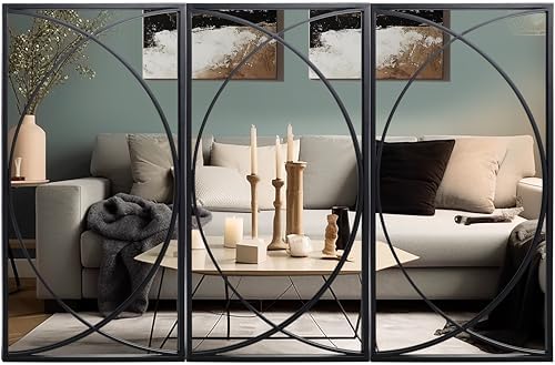 LuxenHome 3-Piece Black Metal Rectangular Wall Mirror Set by LuxenHome