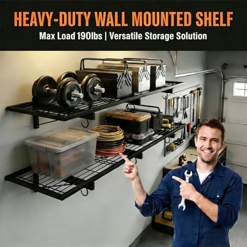 Garage Wall Shelving, Heavy Duty, 190 LBS Load Capacity - Image 6