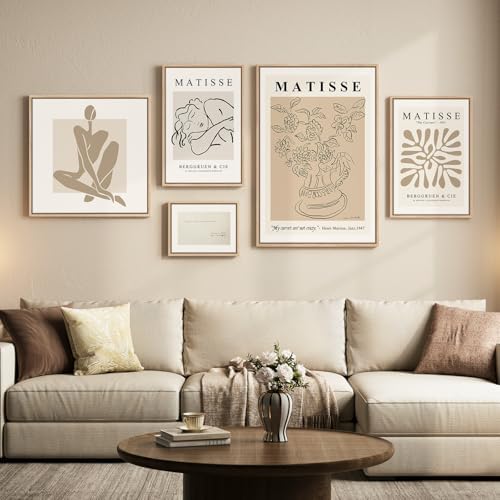 Large Framed Matisse Minimalist Neutral Wall Art by Cuspin